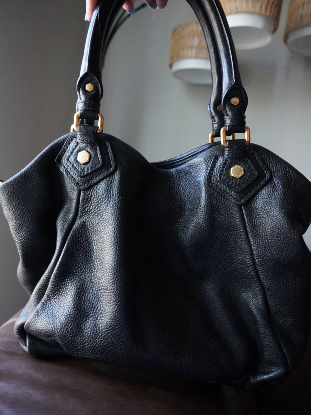 Marc by Marc Jacobs Black Leather Shoulder Bag with Gold Hardware - Picture 5 of 15